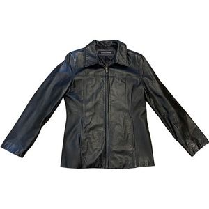 Dockers Women's Black Leather Zip Front‎ Jacket Size M